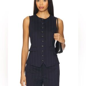 NWT Rag & Bone Irina Ponte Long Vest in Navy, Size US 6